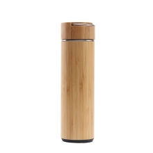 Botella termo al vacío de 550 ml con tapa de bambú